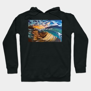 Season of Miracles, Parting the sea, Sunset, Modern Sunset, Modern Beach Wave, Ocean Wave Hoodie